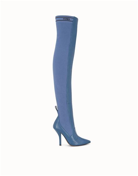 fendi blue thigh high boots|fendi thigh high boots heels.